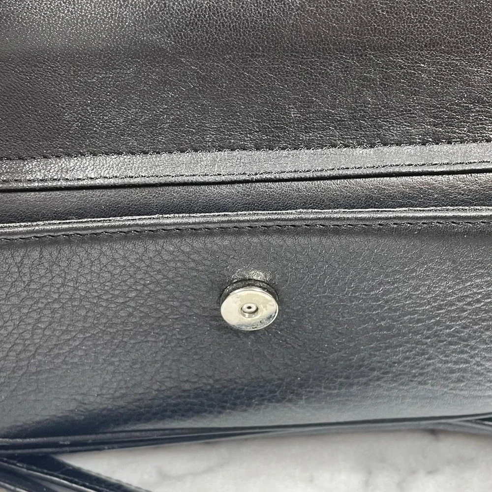 VTG Brighton Shoulder Bag Black Leather Croc Pockets Adjustable Retro Purse Y2K - Picture 15 of 16